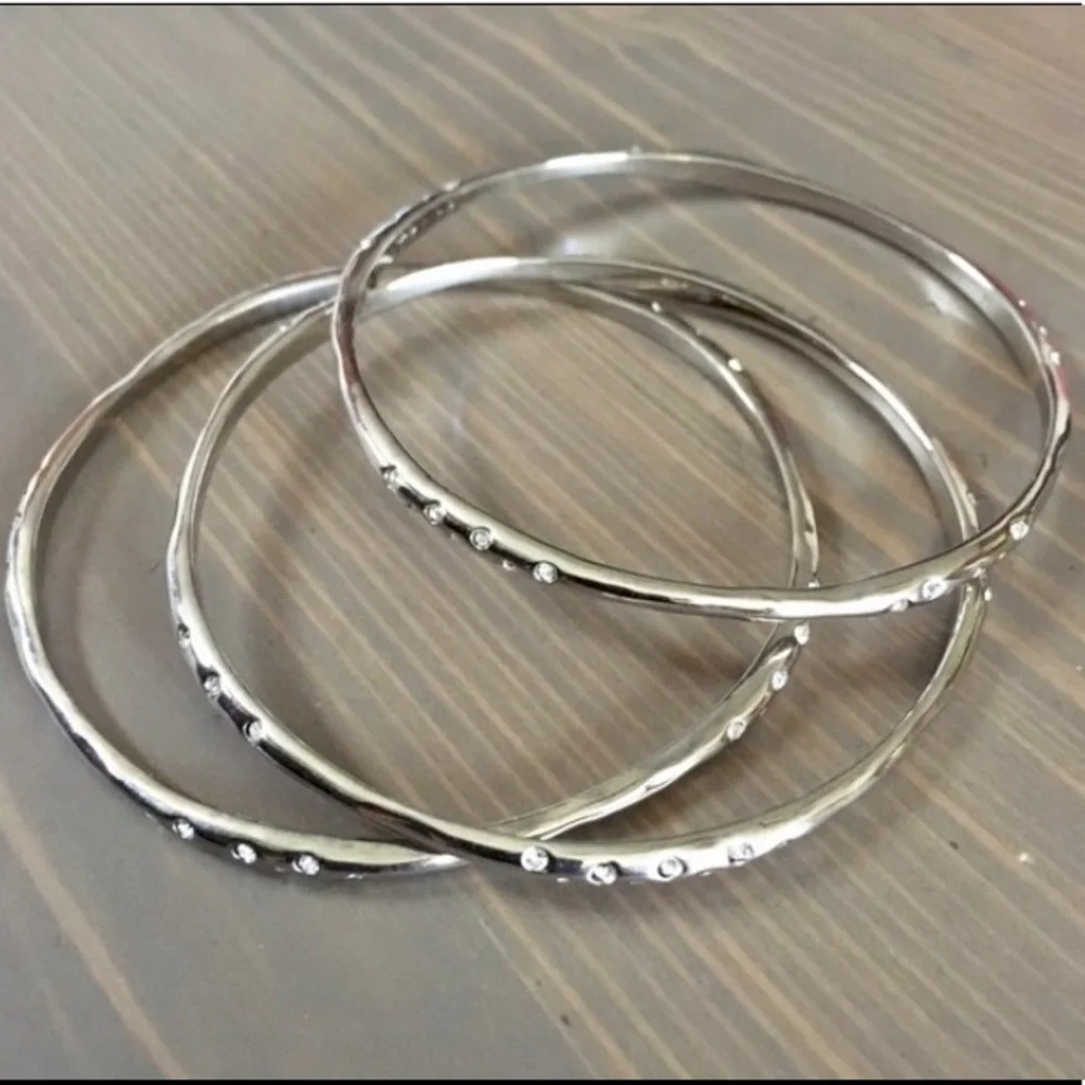 Stella & Dot | Silver + Crystal Retired Rhea Bracelet Set of 3 - Picture 2 of 5